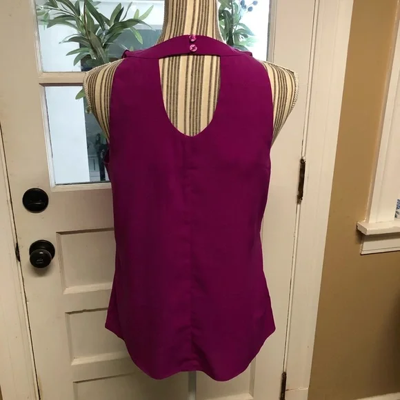 Trulli magenta ruffle front halter neck woven tank - Picture 5 of 7